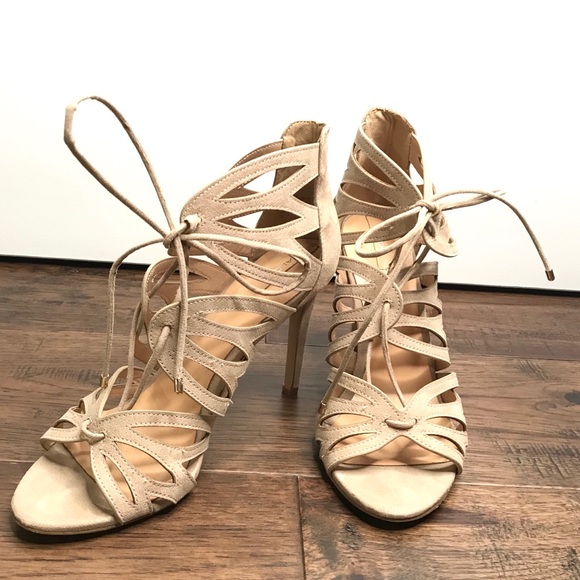 Aldo Shoes - ALDO tan high heel cutout lace up sandals size 9